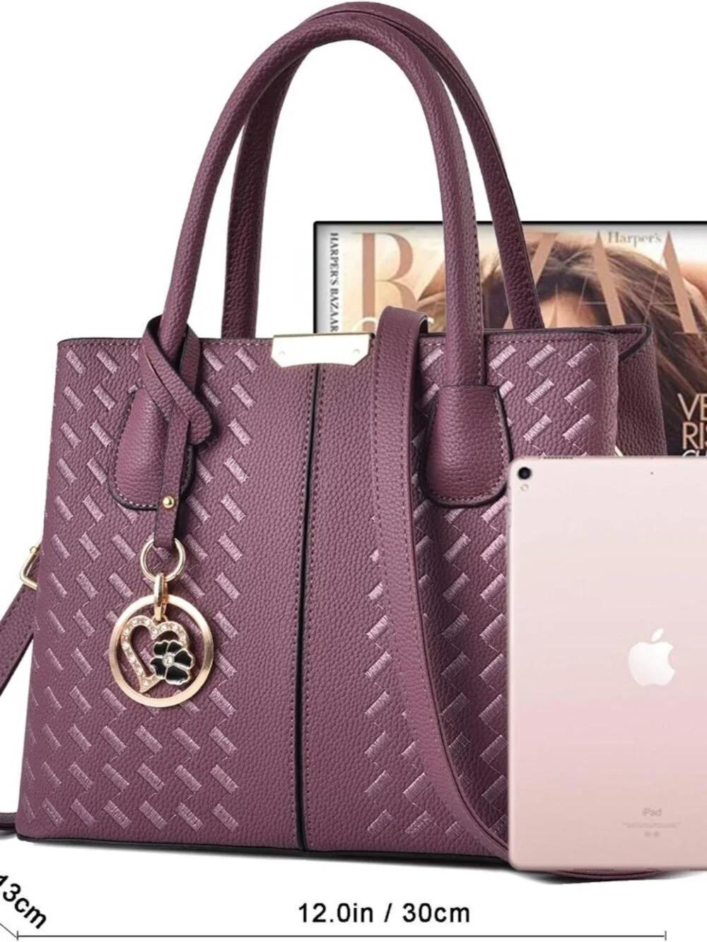 Women's C Purple 2 Shoulder Tote Bags Top Handle Satchel Purses and Handbags